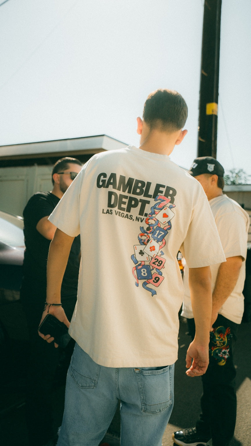 Gambler DPT Celebration Tee cream group lifestyle